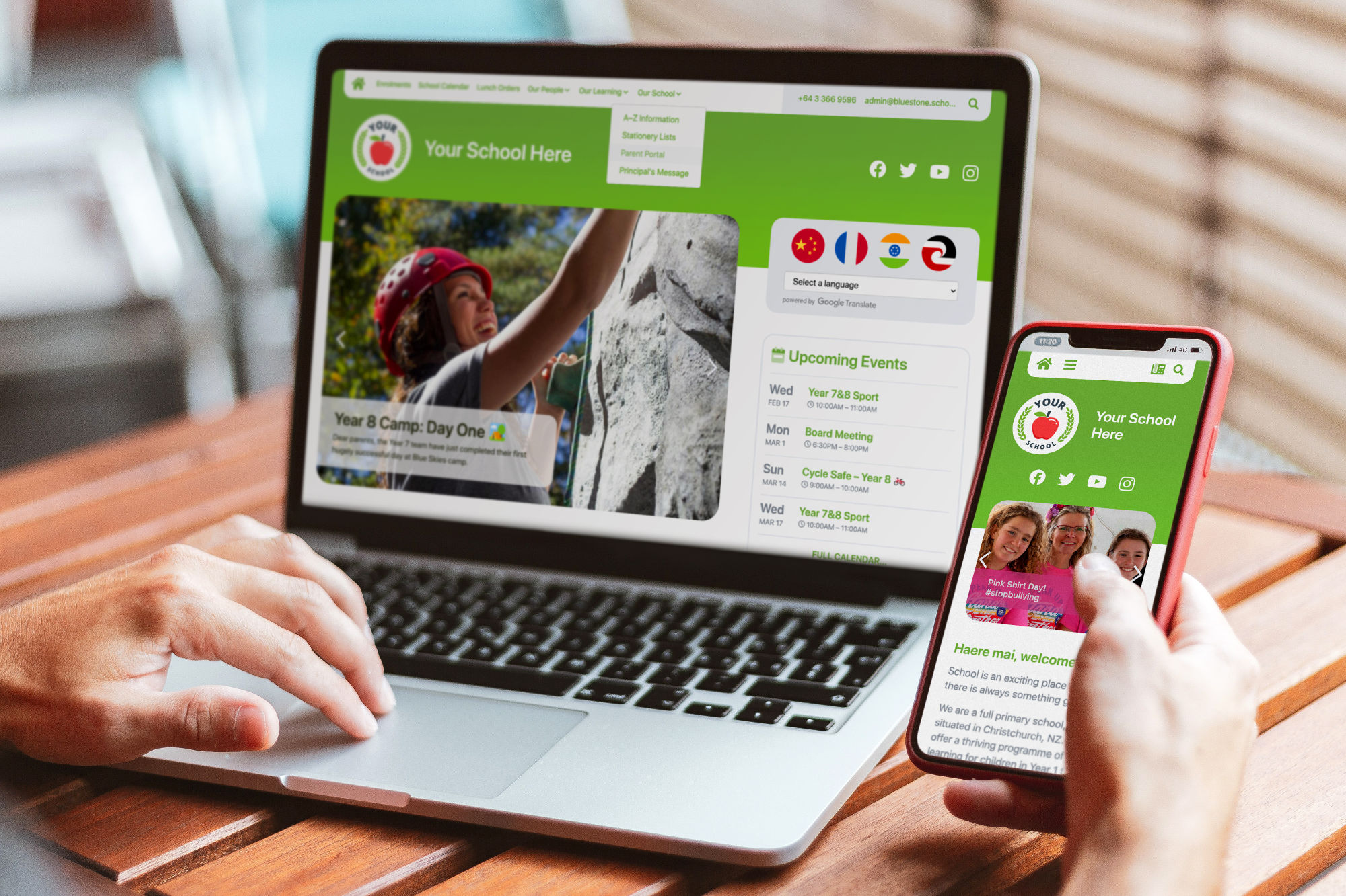 Responsive schoool websites created with Hail